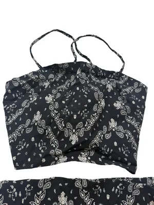 Garage Black White Paisley Outfit Bandana Crop Skirt Set Lace Small Women's thumbnail 11