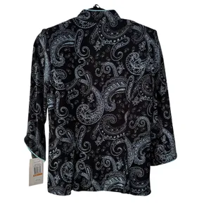 Alex Evenings Womens 2 Piece Twin‎ Set Jacket Tank Paisley Blue Black Small NWT thumbnail 3