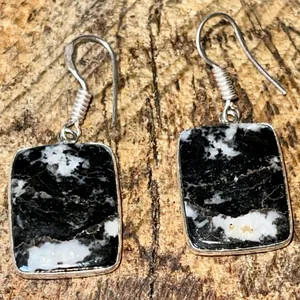 White Bufalo Turquoise Earrings 1 1/2” Black thumbnail 7