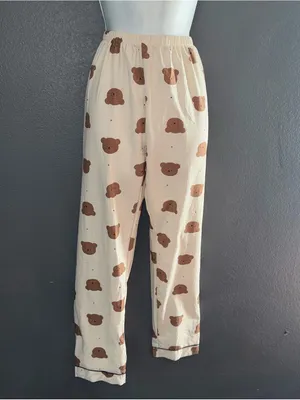 Women’s Pajama Brown Bear Cute Pants size Medium thumbnail 2
