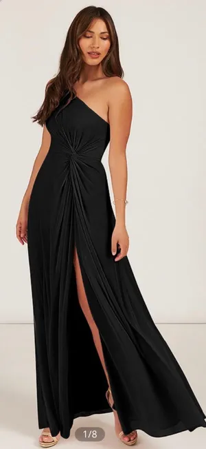 Azazie Brooke Dress Black thumbnail 1