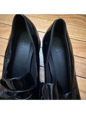 ASOS DESIGN Stanford smart mid heeled loafers in black thumbnail 5