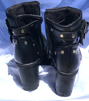 Black Laced up Platform Buckled Boot thumbnail 4