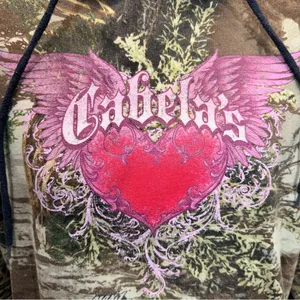 Y2K Cabelas Camo Hoodie Womens‎ Medium Green Advantage Max 1 Open Terrain Heart. thumbnail 2