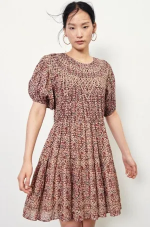 ba&sh Pink Beige Iris Short Floral Dress Size 0 thumbnail 1