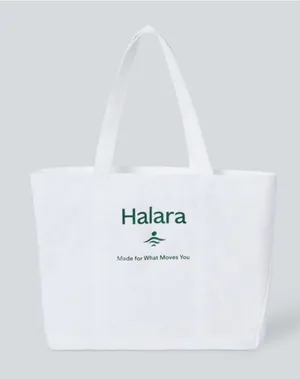 Halara White Logo Green Letter Print Casual Canvas Tote Bag NWT thumbnail 1