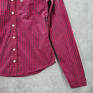 Abercrombie & Fitch Red Blue Plaid Tartan Button Down Long Sleeve Shirt‎ Top XS thumbnail 4