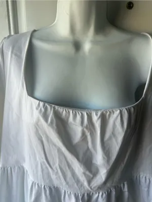 Gianni Bini White Puff Sleeve Tiered Babydoll Mini Dress Square Neck XL thumbnail 7
