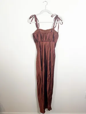 Revelry Brooke Terracotta Satin Maxi Dress Size 6 thumbnail 4