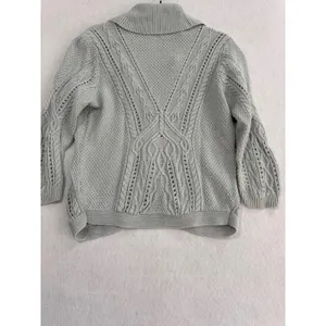 Lauren Ralph Lauren Linen‎ Cotton Cable Knit Shawl Collar Cardigan Blue Grey L thumbnail 8