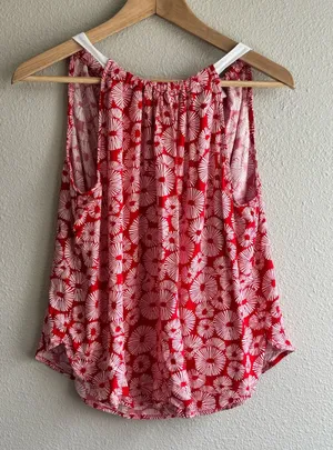 Loft Red Floral Sleeveless Tank Top thumbnail 1
