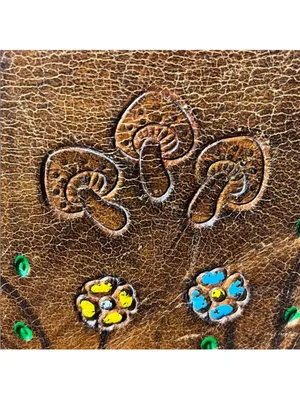 Handmade Handcrafted Brown Floral Tooled Leather Crossbody Bag thumbnail 4