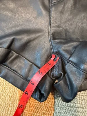 American Eagle Outfitters Black Faux Leather High Rise Cuffed Mini Shorts Size 0 thumbnail 2