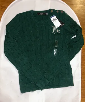 Luaren Ralph Lauren Button-Trim Cable-Knit Cotton Sweater thumbnail 1