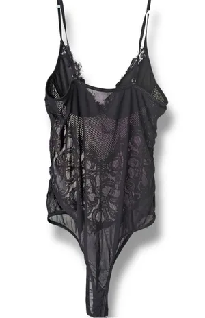 NWOT Black Lace & Mesh Lingerie Bodysuit w/Adjustable Straps – Sexy&Elegant XL thumbnail 3