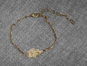 Gold Hamsa Hand Charm Chain Bracelet thumbnail 1