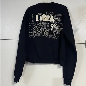 Good American Womens Libra Horoscope Crewneck Sweatshirt Black Small thumbnail 4