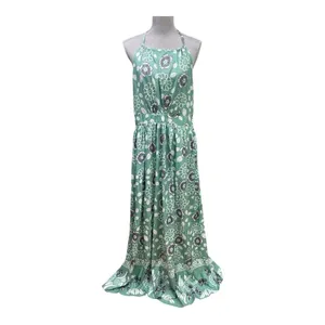 SHEIN Green, White and Gray Halter Maxi Dress with flowers size L thumbnail 2
