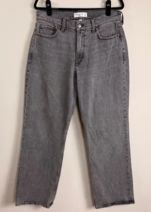Abercrombie‎ & Fitch The Baggy Low Rise Curve Love Grey Jeans 29/8 Regular thumbnail 1