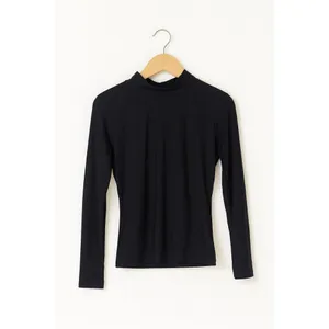 Black Active Fitted Long Sleeve Top | Size L | High Collar Layering Shirt thumbnail 3