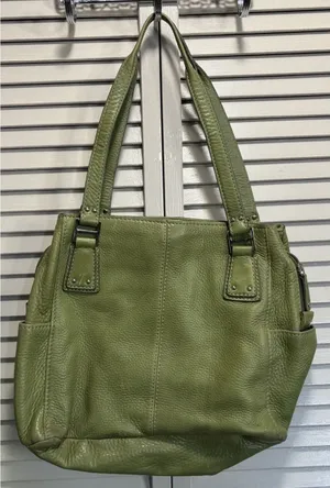 Fossil Pebble Satchel Green Leather Top Zip Double Strap‎ Sev Pockets thumbnail 1