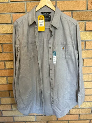 NWT Carhartt Womens Rugged Flex Relaxed Fit Midweight Flannel Tunic‎ Gray Size M thumbnail 3