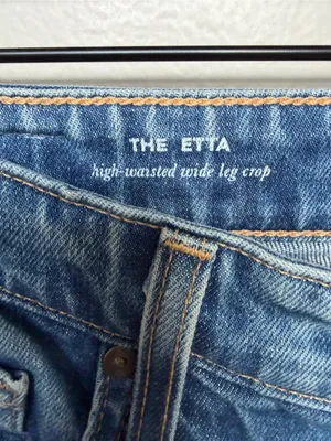 AG Adriano Goldschmied Jeans The Etta High Waisted Wide Leg Crop Jeans Size 4 27 Raw Frayed Hem thumbnail 4