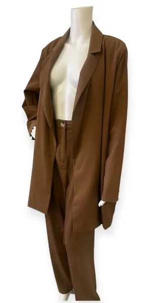 Pretty Little Thing Elegant Brown Oversized suit jacket Pantsuit thumbnail 1