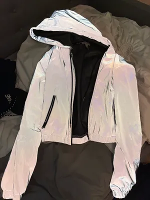 Reflective Cropped Jacket Silver Size M thumbnail 1