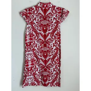 Alice + Olivia Shirt Dress Dress Womens S Red White Damask Flutter Sleeve thumbnail 6