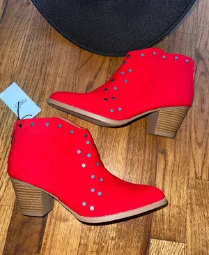 Rue 21 Red Western Studded Booties Size 6 thumbnail 1