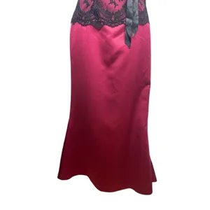 VTG Alexia Burgundy Black Lace Strapless Formal Maxi Dress 10 90s Whimsigoth Y2K thumbnail 3