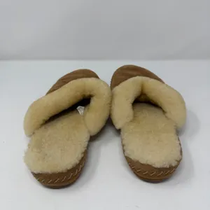 LL Bean Slip on Slide Slipper Scuff Shearling Suede Brown Womens Size 10 thumbnail 5