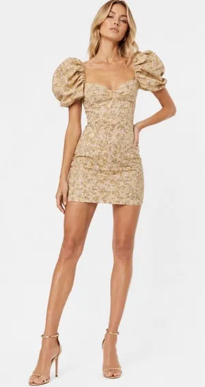 Zara satin effect mini dress puff sleeve‎ M Floral Satiny thumbnail 1