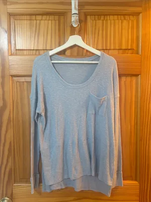 American Eagle Size Small Blue Pocket Long-Sleeve Shirt thumbnail 3