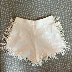 Fringed White Shorts Size 6 thumbnail 2