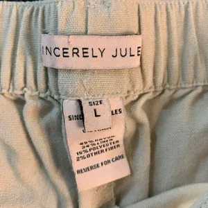 Sincerely Jules‎ Women Linen Blend Wide Leg Cargo Pants Beige Sz L Beachy Resort thumbnail 5