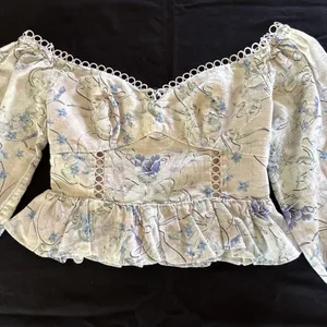 Express Floral Off The Shoulder Corset Peplum Top Pink Purple Stretch Size‎ XS thumbnail 3