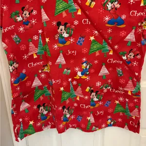 Disney Christmas Print Women’s Scrub Top in Red thumbnail 4