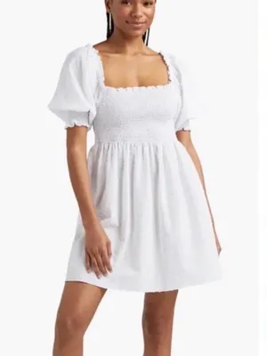 Hill House Home Athena Nap Dress White Swiss Dot Cotton Mini XS thumbnail 2