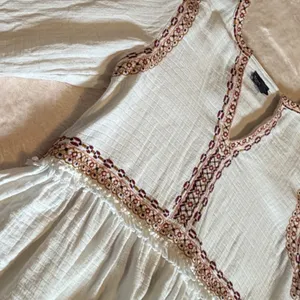 Topshop Ivory Embroidered Boho Peasant Blouse Babydoll Fringe Top US 12 thumbnail 12