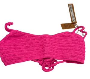 SKIMS Taffy PINK Women's Crochet Swim Scoop Bikini Top NWT Size XXS thumbnail 1