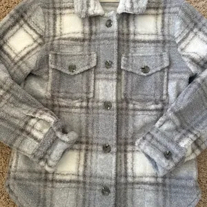 Abercrombie & Fitch plaid sherpa shacket thumbnail 2