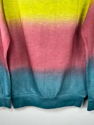 Ombre Cutout Sweatshirt Yellow Pink Blue Wide Neck Slouchy 80s Streetwear Large thumbnail 11