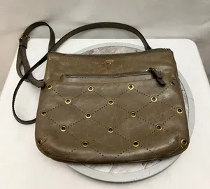Fossil Issue No. 1954 Brown Leather Crossbody Bag Grommet Studded Purse thumbnail 1