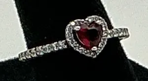 Pandora Red Heart Halo Sterling Silver Ring Size 6.5 thumbnail 1