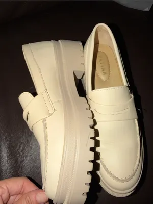 Platform Penny Loafers in Cream Size 8.5 thumbnail 1