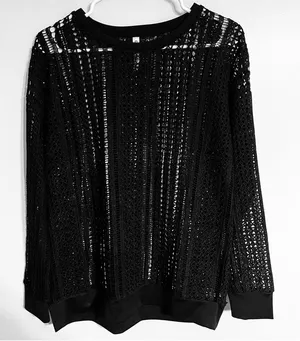 Women's Fabletics Open Knit Sheer Cut Out‎ Long Sleeve Cover Up Top Size Small thumbnail 1