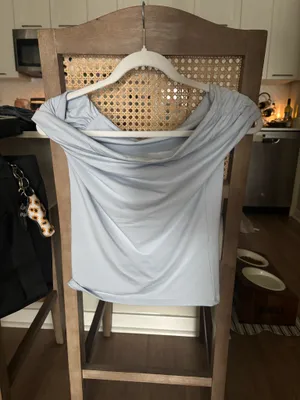 Abercrombie & Fitch Light Blue off the shoulder modal top thumbnail 2