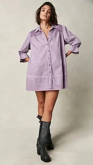FREE PEOPLE Vanessa Denim Tunic By - Orchid Dust thumbnail 1
